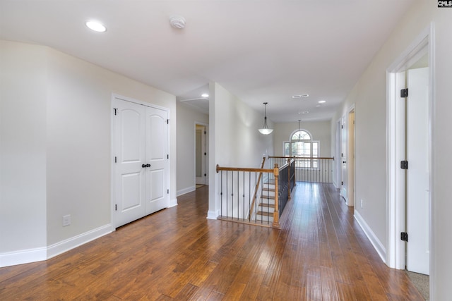 680 Curlew Cir, Sumter, SC 29150 - corridor with an upstairs landing, hardwood / wood-style floors, baseboards, and recessed lighting