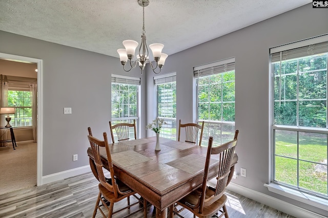 1240 Windmill Rd, Leesville, SC 29070 - dining area featuring a textured ceiling, baseboards, a chandelier, and healthy amount of natural light