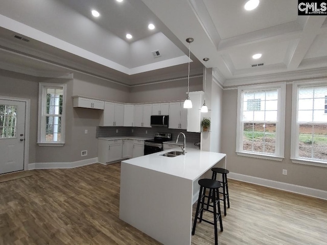 10 Saints Creek Pl, Irmo, SC 29063 - kitchen with stainless steel appliances, a sink, baseboards, a kitchen bar, and a peninsula