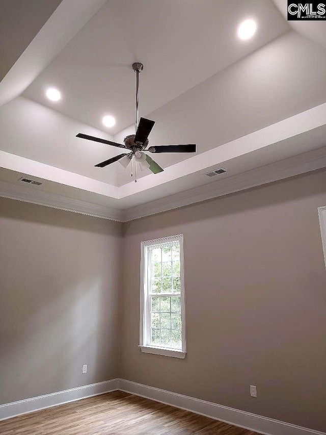 10 Saints Creek Pl, Irmo, SC 29063 - unfurnished room with wood finished floors, a ceiling fan, baseboards, recessed lighting, and ornamental molding