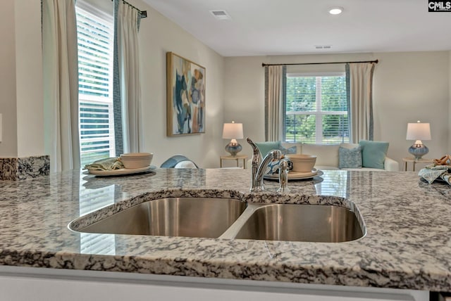 126A Willow Creek Blvd, Lugoff, SC 29078 - kitchen view of a sink and light stone counters