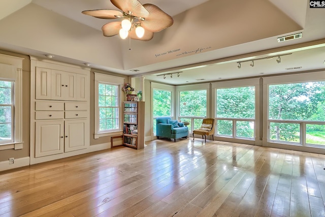 109 Broad Bluff Pt, Irmo, SC 29063 - sitting room with track lighting, light wood-style flooring, ceiling fan, and baseboards