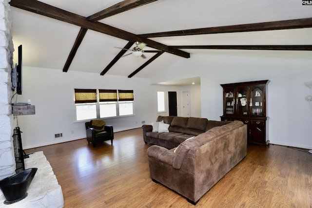 805 Mcrae Rd, Camden, SC 29020 - living area featuring a ceiling fan, wood finished floors, and baseboards