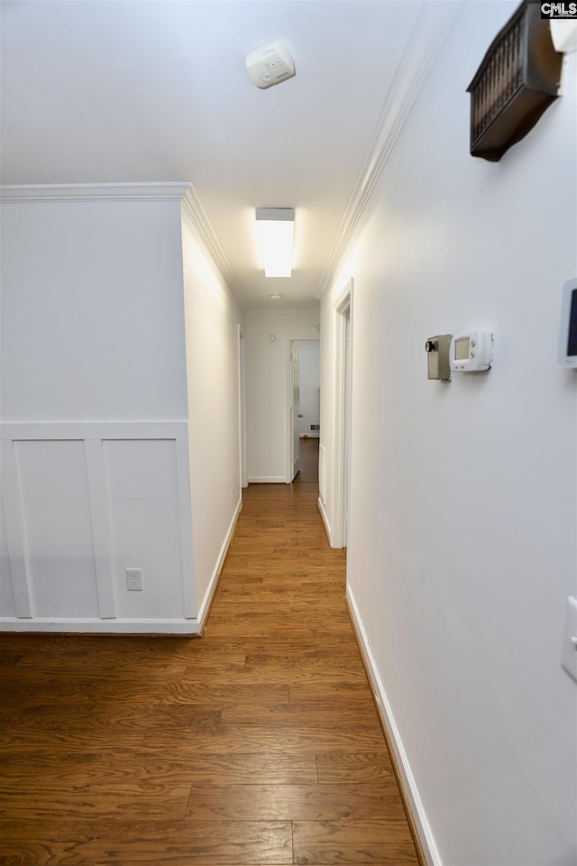 805 Mcrae Rd, Camden, SC 29020 - hall with crown molding, wood finished floors, and baseboards