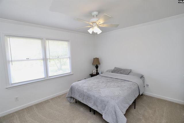 805 Mcrae Rd, Camden, SC 29020 - carpeted bedroom with baseboards, ornamental molding, and ceiling fan