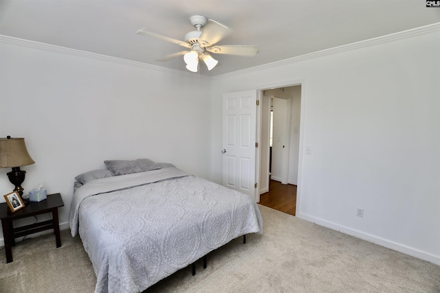 805 Mcrae Rd, Camden, SC 29020 - bedroom featuring carpet floors, crown molding, baseboards, and ceiling fan