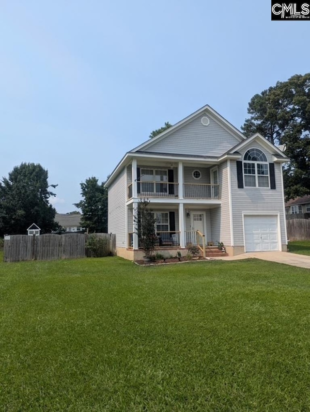 304 Cutter Ct, Chapin, SC 29036 - greek revival inspired property featuring covered porch, a garage, driveway, and a balcony