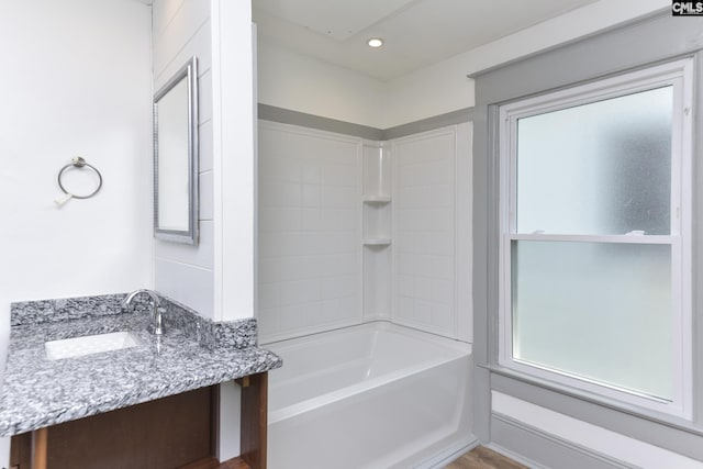 728 Laurel St, Columbia, SC 29201 - bathroom with vanity, shower / tub combination, and recessed lighting