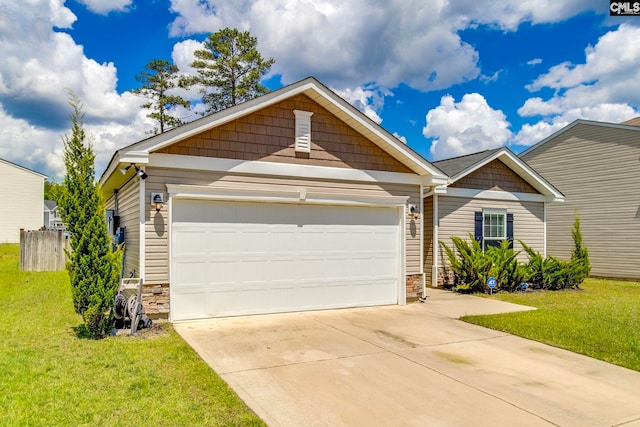 156 Honey Tree Rd, Columbia, SC 29209 - view of front facade with stone siding, concrete driveway, an attached garage, and a front yard