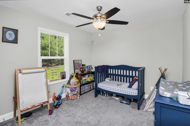 245 Long Iron Ct, West Columbia, SC 29172 - carpeted bedroom featuring a ceiling fan, baseboards, and a nursery area