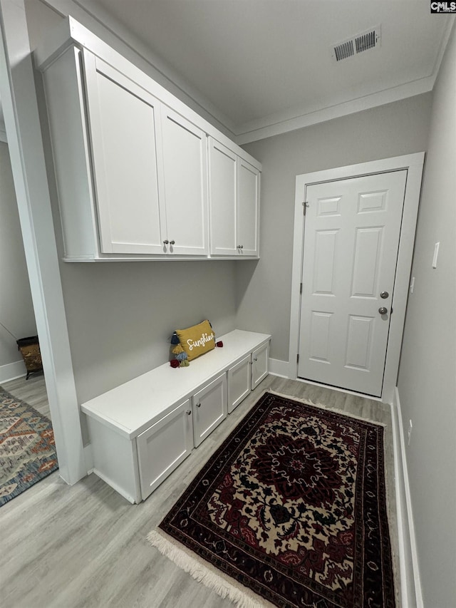 2215 High Bluff Loop, Lexington, SC 29072 - mudroom featuring ornamental molding, light wood-style floors, and baseboards