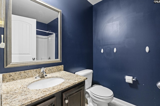 150 Ventnor Ave, Chapin, SC 29036 - full bath featuring toilet, vanity, baseboards, and a shower