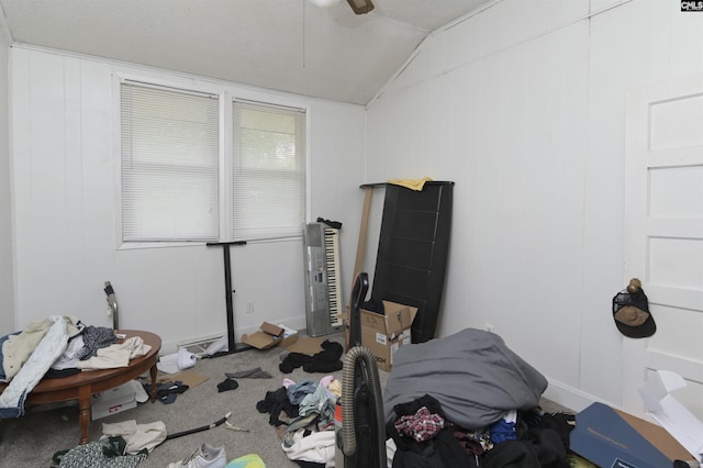 3334 Spring Dr, West Columbia, SC 29170 - carpeted bedroom featuring lofted ceiling and ceiling fan