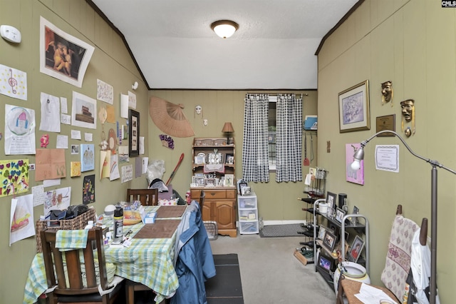 3334 Spring Dr, West Columbia, SC 29170 - dining space featuring vaulted ceiling and carpet floors