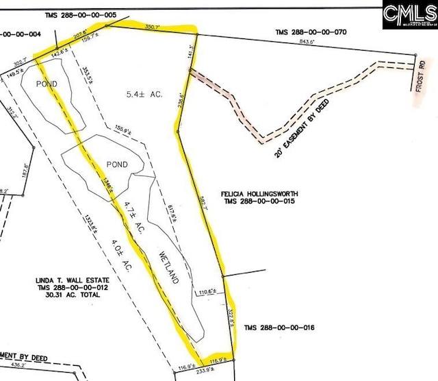 141 Frost Rd, Camden, SC 29020 - map / location featuring property boundaries highlighted
