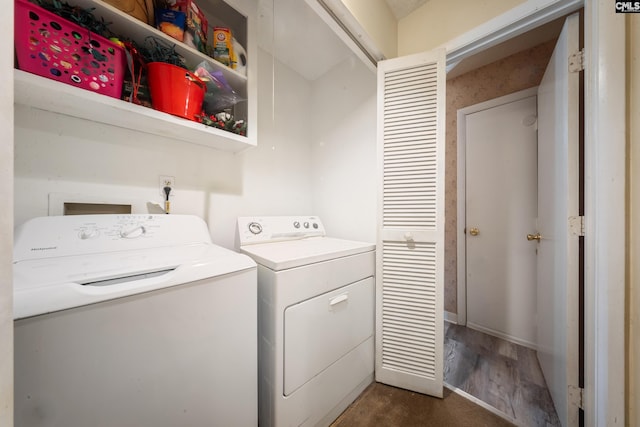 1211 Metze Rd Unit E6, Columbia, SC 29210 - laundry area with separate washer and dryer and dark wood-style floors