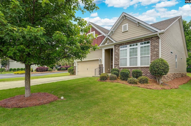1 Downing Cir, Gilbert, SC 29054 - craftsman inspired home featuring brick siding, concrete driveway, a front yard, board and batten siding, and an attached garage