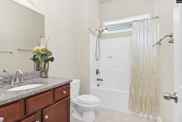 1 Downing Cir, Gilbert, SC 29054 - bathroom with vanity, toilet, tile patterned floors, and shower / bath combo with shower curtain