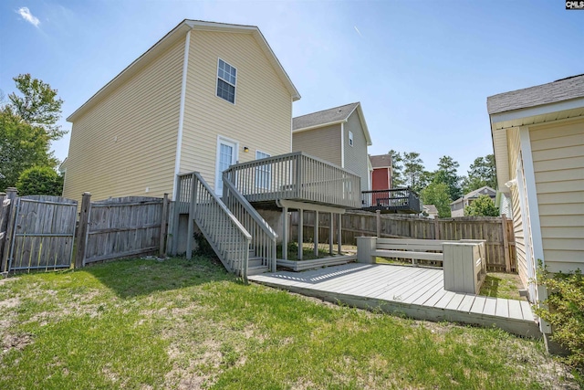 513 Scarlet Sage Ln, Columbia, SC 29223 - back of property with a wooden deck, stairs, and a gate