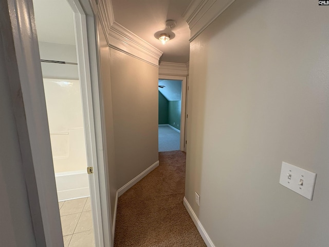 26 Peyton Rd, Columbia, SC 29209 - hall with light carpet, baseboards, and ornamental molding