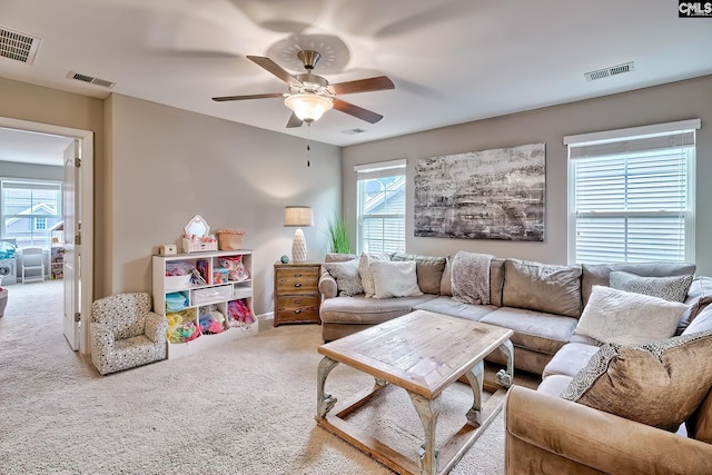 335 Hollow Cove Rd, Chapin, SC 29036 - carpeted living area with ceiling fan