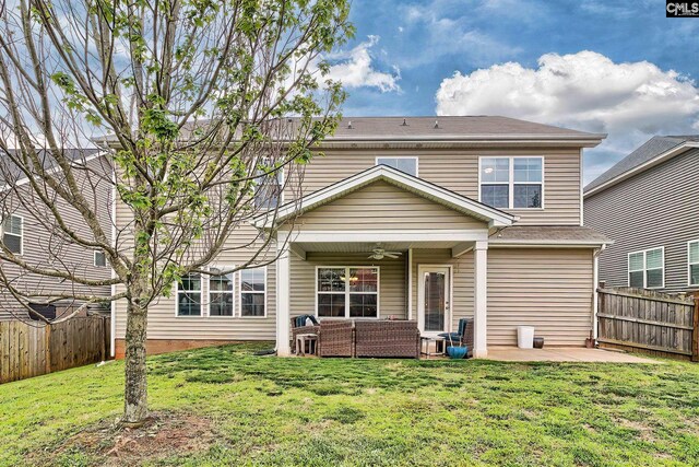 335 Hollow Cove Rd, Chapin, SC 29036 - rear view of house with a ceiling fan, a patio area, and an outdoor living space