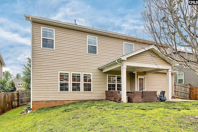335 Hollow Cove Rd, Chapin, SC 29036 - rear view of property with an outdoor living space, ceiling fan, and a patio area