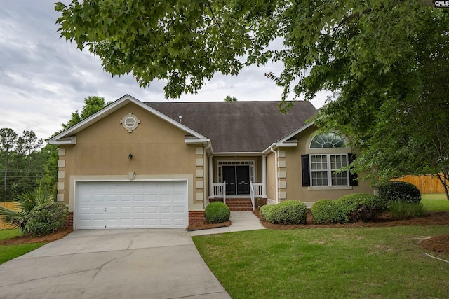 23 Ash Ct, Irmo, SC 29063 - single story home with stucco siding, driveway, a garage, and a shingled roof