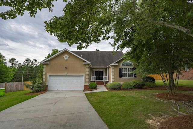 23 Ash Ct, Irmo, SC 29063 - single story home featuring an attached garage, stucco siding, driveway, and roof with shingles