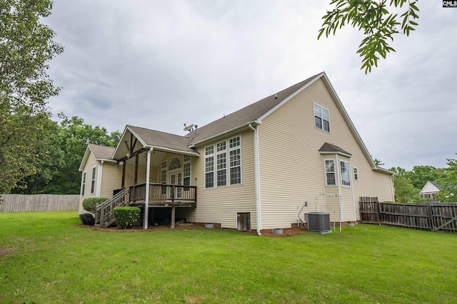 23 Ash Ct, Irmo, SC 29063 - rear view of property featuring crawl space, central AC, and a wooden deck