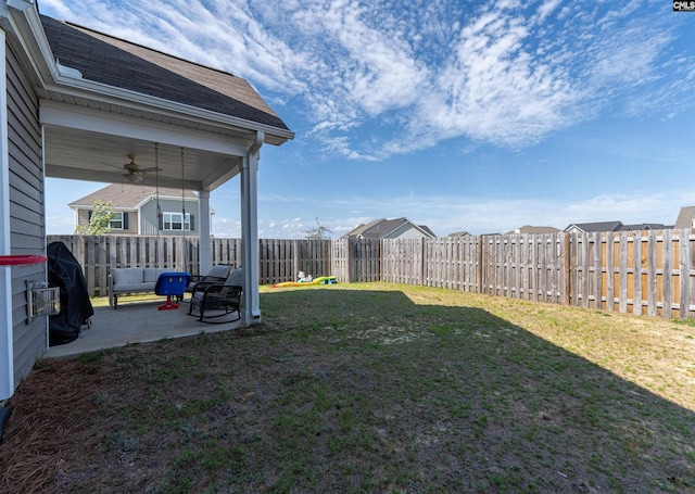 1401 Ardennes Dr, Elgin, SC 29045 - view of yard featuring ceiling fan and a patio