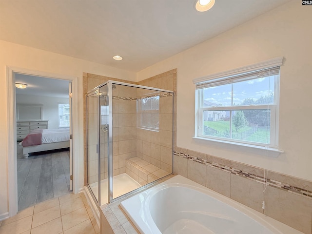 121 Ashford Way, Lexington, SC 29072 - full bath with plenty of natural light, a shower stall, a bath, ensuite bath, and recessed lighting