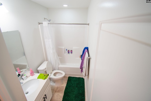 268 Drooping Leaf Rd, Lexington, SC 29072 - full bath featuring vanity, shower / bath combo with shower curtain, toilet, tile patterned flooring, and recessed lighting