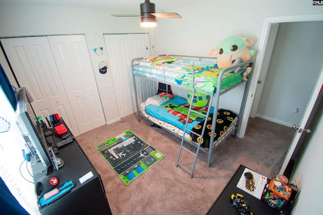 268 Drooping Leaf Rd, Lexington, SC 29072 - carpeted bedroom with multiple closets and ceiling fan