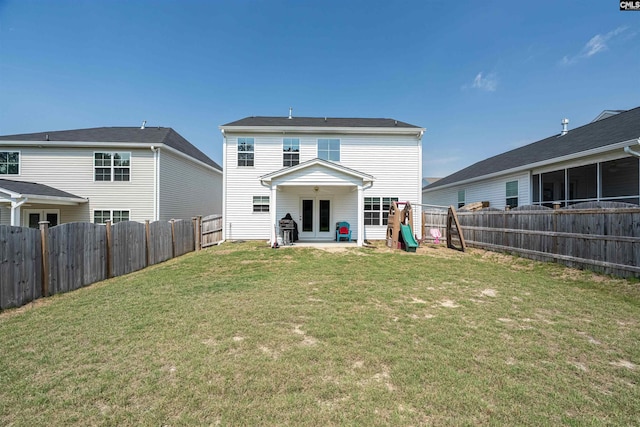 646 Penfolds Way, Blythewood, SC 29016 - back of property featuring french doors and a playground