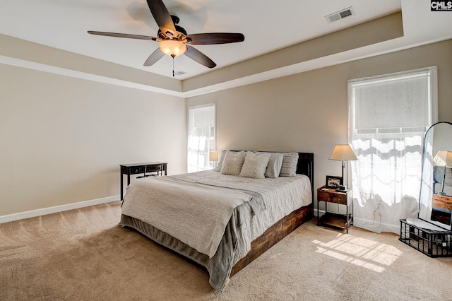 220 Pine Grove Rd, Lugoff, SC 29078 - bedroom featuring carpet, baseboards, a ceiling fan, and a raised ceiling