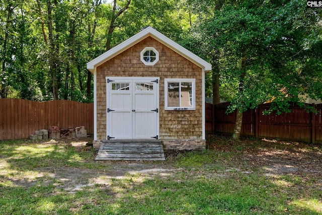 220 Pine Grove Rd, Lugoff, SC 29078 - view of shed with a fenced backyard