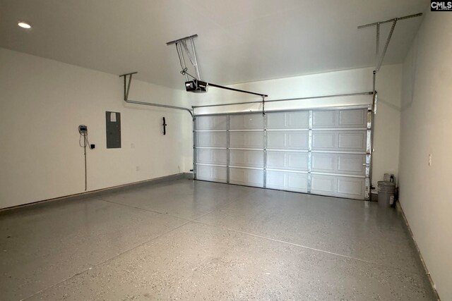 724 Channing Creek Ln, Lexington, SC 29072 - garage featuring electric panel, a garage door opener, recessed lighting, and baseboards