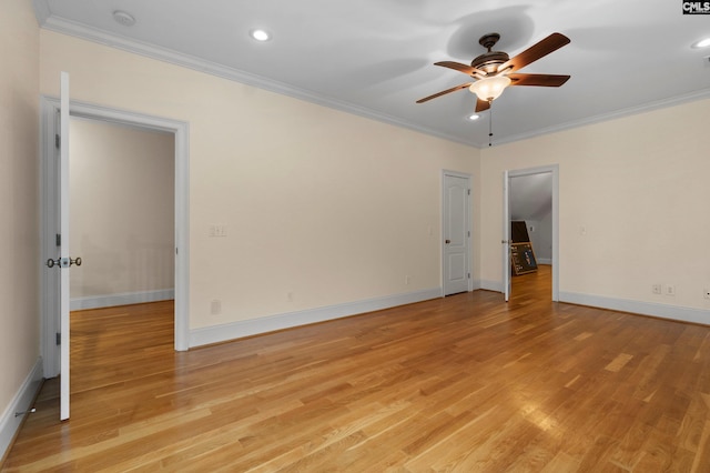 279 Canterwood Rd, Irmo, SC 29063 - unfurnished room featuring a ceiling fan, ornamental molding, light wood-type flooring, baseboards, and a smoke detector