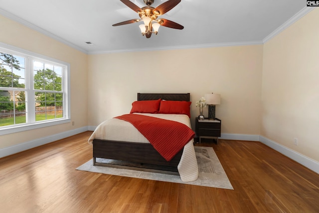 279 Canterwood Rd, Irmo, SC 29063 - bedroom featuring ornamental molding, baseboards, wood finished floors, and ceiling fan