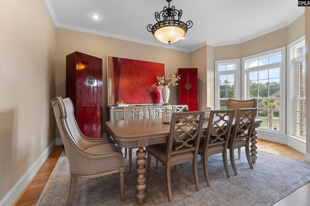 279 Canterwood Rd, Irmo, SC 29063 - dining room with wood finished floors, baseboards, ornamental molding, and recessed lighting