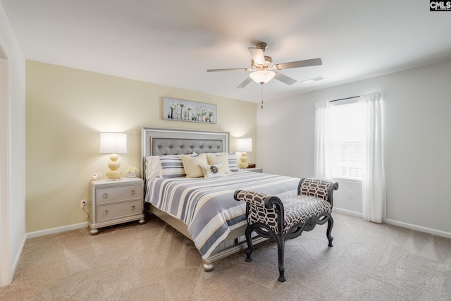 637 Penfolds Way, Blythewood, SC 29016 - bedroom with light carpet, baseboards, and a ceiling fan