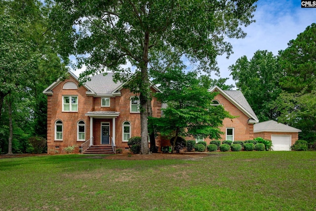 616 Brandon Ct, Lexington, SC 29072 - colonial inspired home featuring a front lawn, crawl space, and brick siding