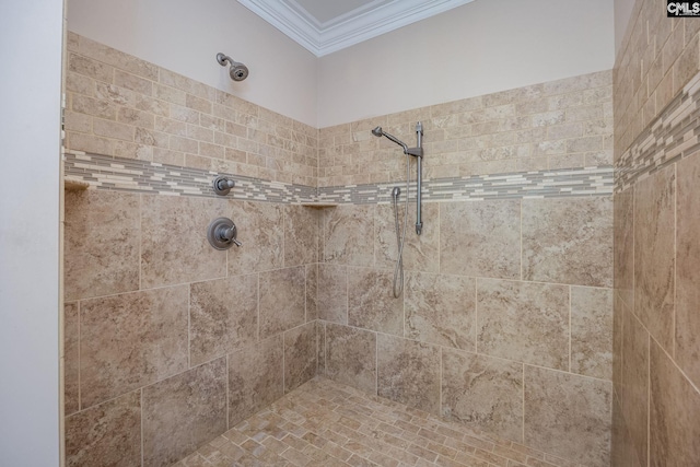 616 Brandon Ct, Lexington, SC 29072 - full bathroom featuring crown molding and a tile shower
