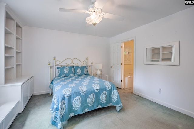 616 Brandon Ct, Lexington, SC 29072 - carpeted bedroom featuring baseboards, ceiling fan, and ensuite bath
