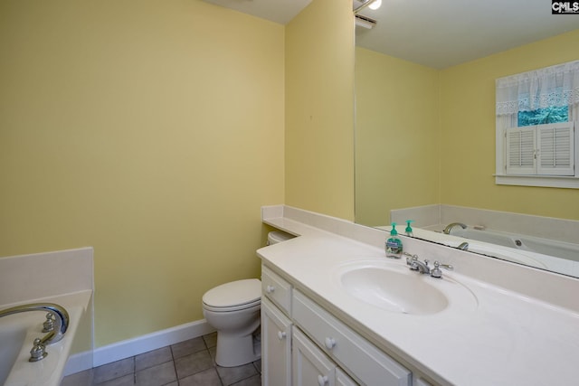616 Brandon Ct, Lexington, SC 29072 - full bath featuring a bath, vanity, toilet, tile patterned floors, and baseboards
