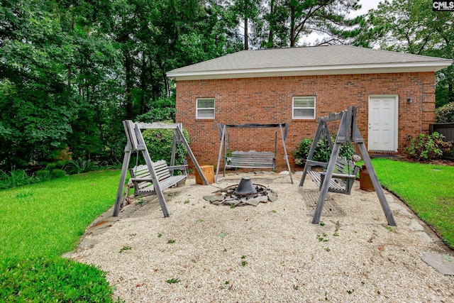 616 Brandon Ct, Lexington, SC 29072 - view of jungle gym with a yard and a fire pit