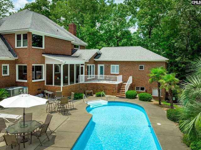 616 Brandon Ct, Lexington, SC 29072 - swimming pool featuring stairway, a patio area, and outdoor dining area
