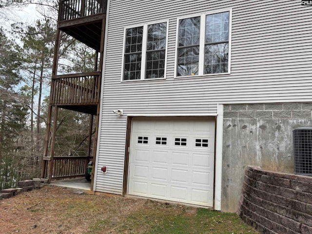 1225 Wateree Rd, Winnsboro, SC 29180 - view of property exterior featuring a balcony, central air condition unit, and an attached garage
