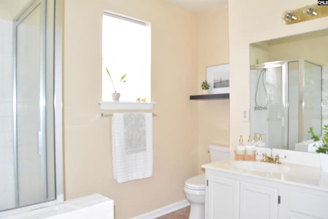 25 Elcock Cir, Irmo, SC 29063 - bathroom with toilet, a shower stall, vanity, and baseboards